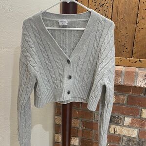 Sunday Best Light Gray Cable Knit Cardigan